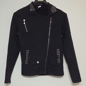 BCBGMaxAzria Black Y2k Studded Zip Up Moto Indie Sleeze Grunge Punk Jacket Sz M